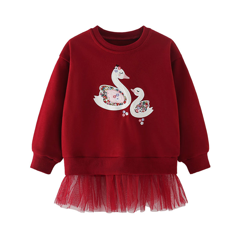 Baby Clothing Embroidery - เสื้อสเวตเชิ้ตแขนยาวมีฮู้ดตาข่ายปักลายสัตว์ 3-8 ปี สำหรับเด็กผู้หญิง ชุดเด็กวัยหัดเดิน เสื้อผ้าเด็กสำหรับฤดูใบไม้ผลิและฤดูใบไม้ร่วง