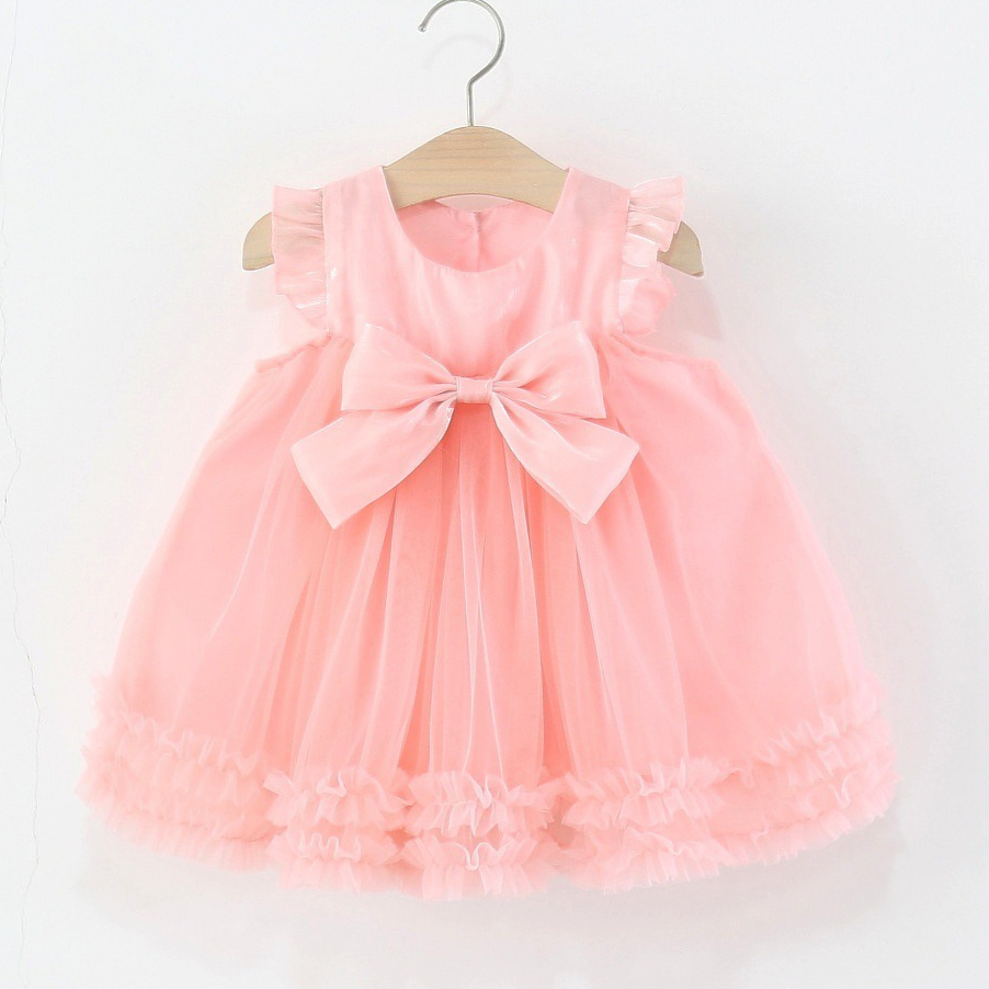 Baby Clothing Yarn - กระโปรงเด็กผู้หญิง ฤดูใบไม้ผลิและฤดูร้อน 2025 เสื้อผ้าเด็กใหม่ แฟชั่นเด็กผู้หญิง กระโปรงผ้าตาข่ายโบว์ฟูฟ่อง