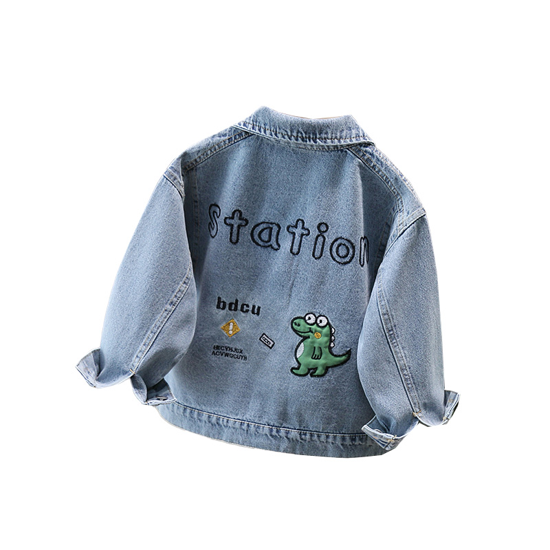 Baby Clothing Set - สไตล์น่ารักเด็กทารก DENIM แจ็คเก็ตไดโนเสาร์สําหรับเด็กสาวสบายๆกางเกงยีนส์น่ารักเด็กไดโนเสาร์ชุดเสื้อผ้า 2-11 T