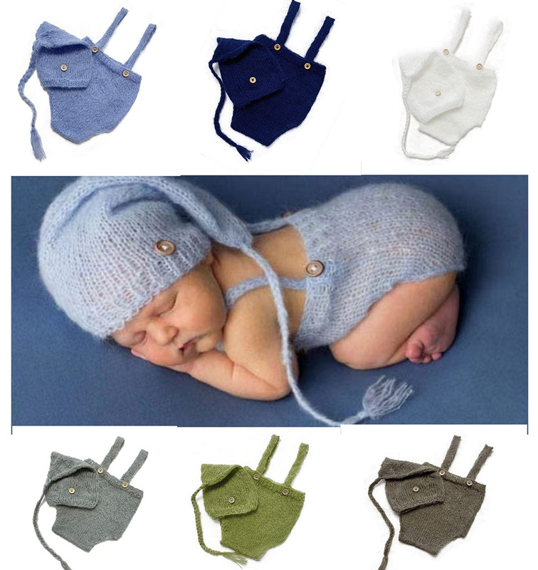 Baby Clothing Set - ชุด2ชิ้น/เซ็ตสำหรับเด็กแรกเกิดหมวกถักอุปกรณ์ประกอบฉากการถ่ายภาพขนสัตว์ชุดเสื้อผ้าสำหรับถ่ายรูป