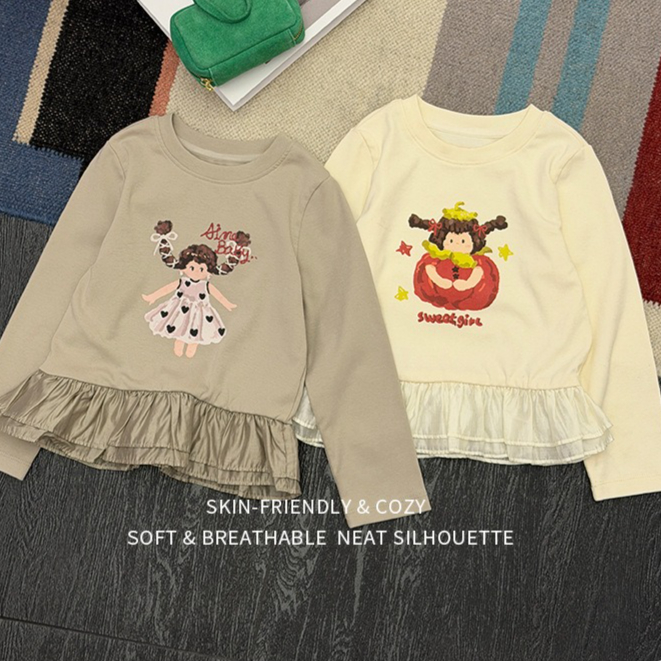 Baby Clothing Yarn - เสื้อยืดเด็กผู้หญิง 2026 คอลเลคชั่นฤดูใบไม้ผลิและฤดูใบไม้ร่วง เสื้อผ้าเด็กใหม่ สไตล์เกาหลี แฟชั่นเด็กผู้หญิง