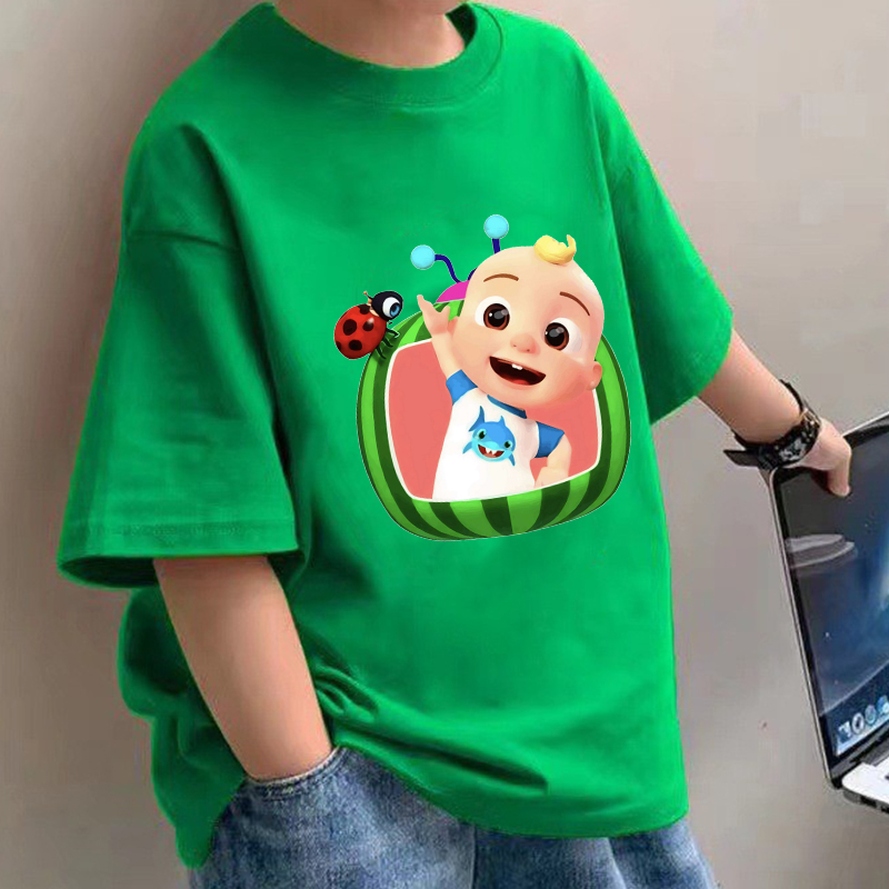 Baby Clothing Girls - เสื้อยืดเด็กโคโคเมลอนส์ลายการ์ตูนอนิเมะ ผ้าฝ้าย แขนสั้น เสื้อเด็กชายเด็กหญิง เสื้อผ้าฤดูร้อน ลายการ์ตูนพิมพ์ลาย