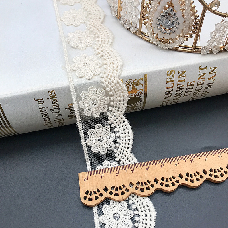 3 หลา/Lot เย็บปักถักร้อยสีขาว  - Baby Clothing Embroidery บทวิจารณ์และราคา